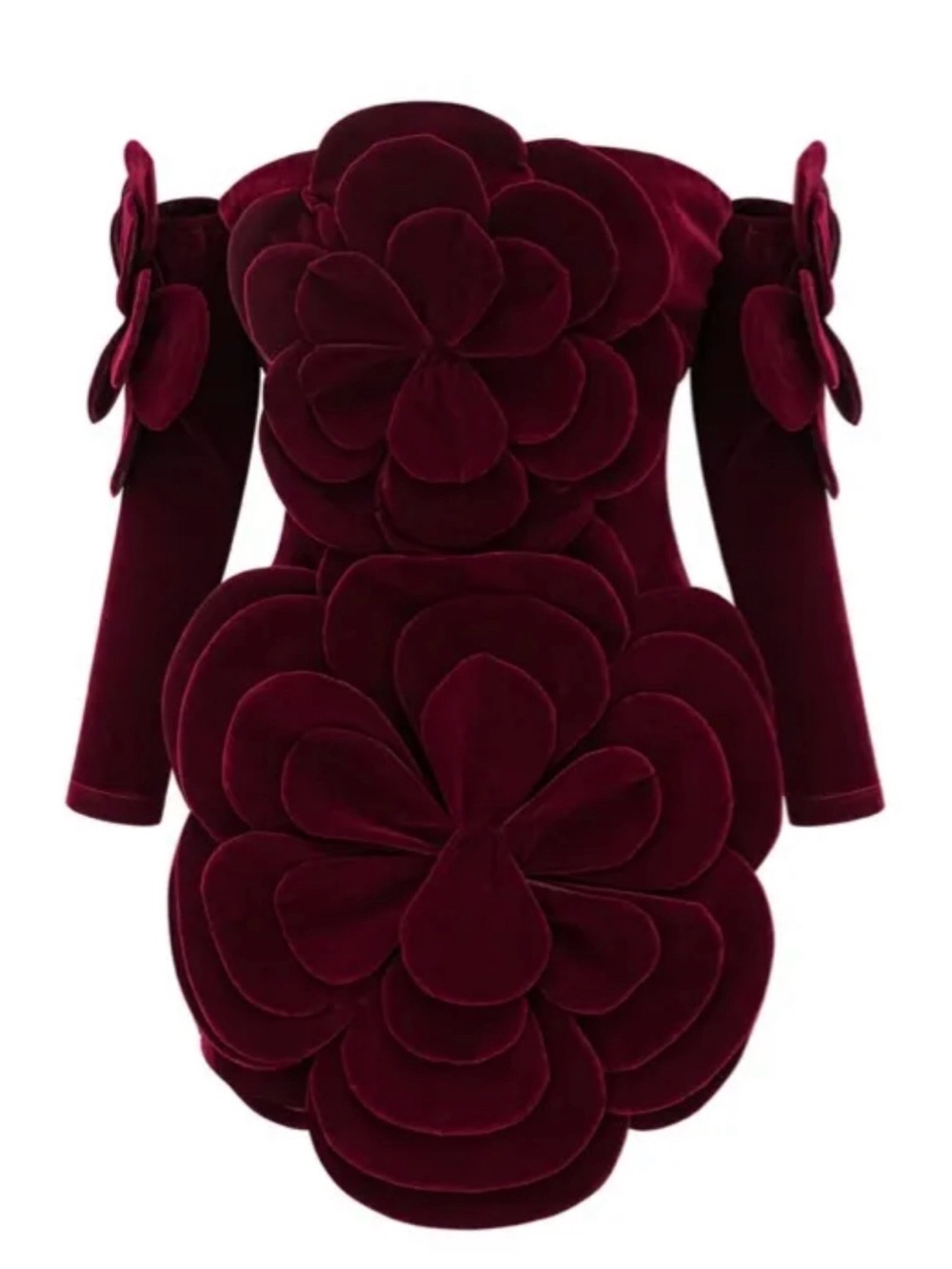 Azura Red Floral Appliqué Mini Dress Miss Rosier Red Velvet Party Dresses Size L